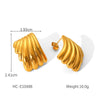 Pleated Texture Geometric Stainless Steel Earrings For Women With Electroplating Treatment And Flower Leaf Wave Drop Shapes