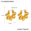 Pleated Wave Chrysanthemum Hollow Asymmetrical Women's Earrings Titanium Steel 18K Gold Plated Geometric Style Electroplated