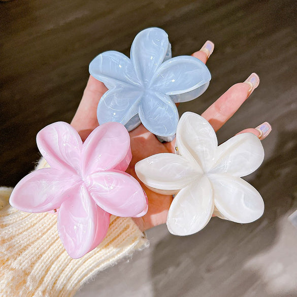 Plumeria Flower Hair Clip Set Women's Simple Style Painted Hair Accessories