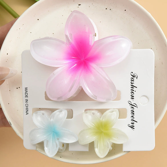 Plumeria Flower Hair Clip Set Women's Simple Style Painted Hair Accessories