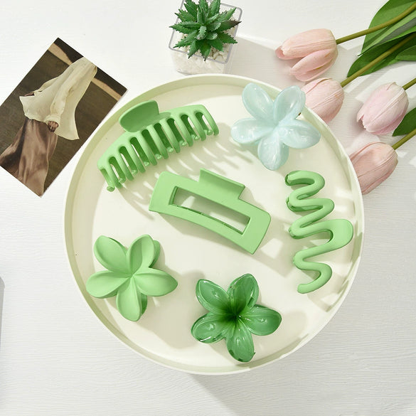 Plumeria Flower Hairpin Set Acrylic Baking Paint Female Headwear