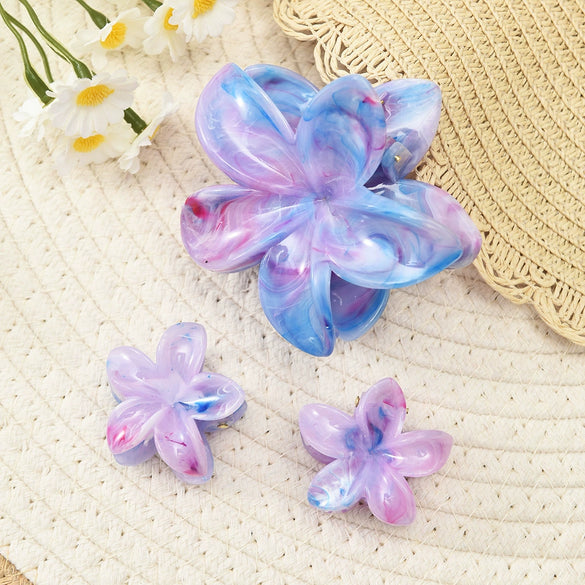 Plumeria Hairpin Set Women's Simple Style Baking Paint Ripple Flower Gripper Hair Accessories