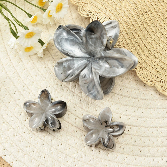 Plumeria Hairpin Set Women's Simple Style Baking Paint Ripple Flower Gripper Hair Accessories