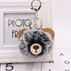 Plush Bear Fur Ball Key Chain Pendant With Embroidery