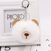 Plush Bear Fur Ball Key Chain Pendant With Embroidery