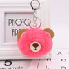 Plush Bear Fur Ball Key Chain Pendant With Embroidery