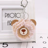 Plush Bear Fur Ball Key Chain Pendant With Embroidery