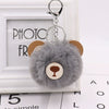 Plush Bear Fur Ball Key Chain Pendant With Embroidery