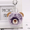Plush Bear Fur Ball Key Chain Pendant With Embroidery