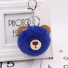 Plush Bear Fur Ball Key Chain Pendant With Embroidery