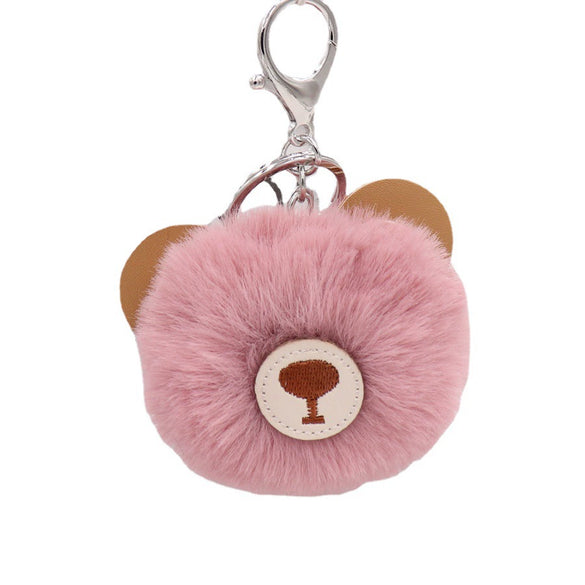 Plush Bear Fur Ball Key Chain Pendant With Embroidery