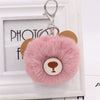 Plush Bear Fur Ball Key Chain Pendant With Embroidery