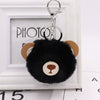 Plush Bear Fur Ball Key Chain Pendant With Embroidery