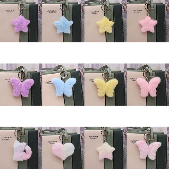 Plush Butterfly Keychain Pendant Cute Cartoon Bag Doll Decoration Hanging Accessories