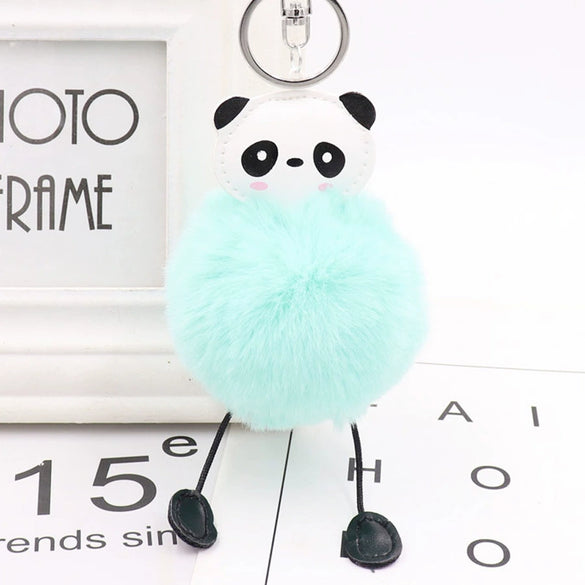 Plush Cute Panda Fur Ball Keychain Pendant For Women
