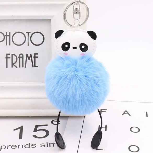 Plush Cute Panda Fur Ball Keychain Pendant For Women