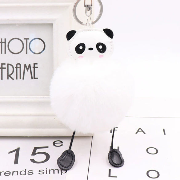 Plush Cute Panda Fur Ball Keychain Pendant For Women