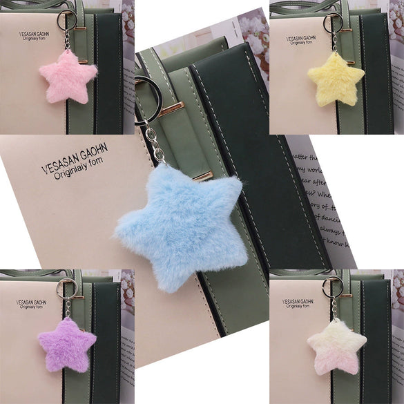 Plush Fivepointed Star Keychain Pendant Cute Cartoon Bag Doll Decoration Hanging Accessories