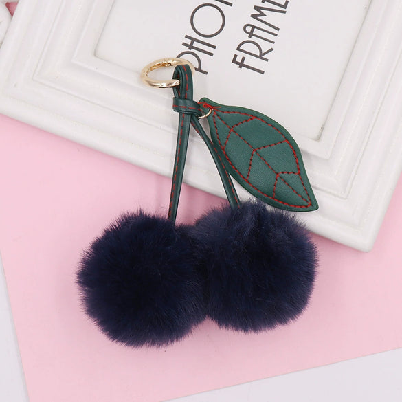 Plush Fruit Cherry Keychain Bag Pendant Car Key Pendant