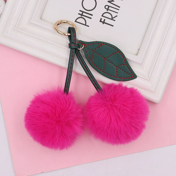 Plush Fruit Cherry Keychain For Women