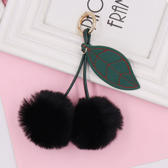 Plush Fruit Cherry Keychain For Women