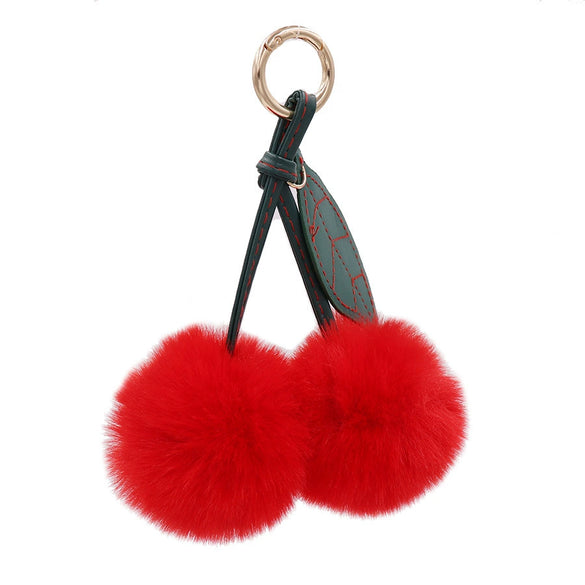 Plush Fruit Cherry Keychain For Women