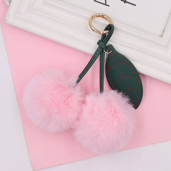 Plush Fruit Cherry Keychain For Women