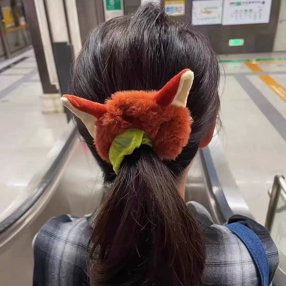 Plush Handmade Cute Animal Fox Rabbit Ears Hair Loop Hair Accessories