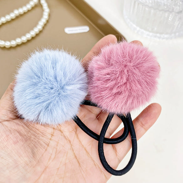 Plush Handmade Hair Ball Hair Rope High Elastic Hair Accessories