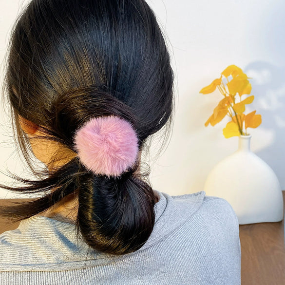 Plush Handmade Hair Ball Hair Rope High Elastic Hair Accessories