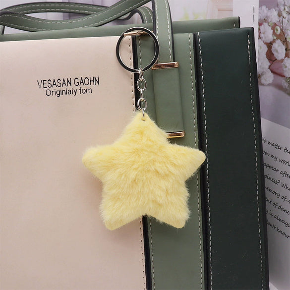 Plush Heart Keychain Pendant For Ladies With Butterfly Kitten Star Design