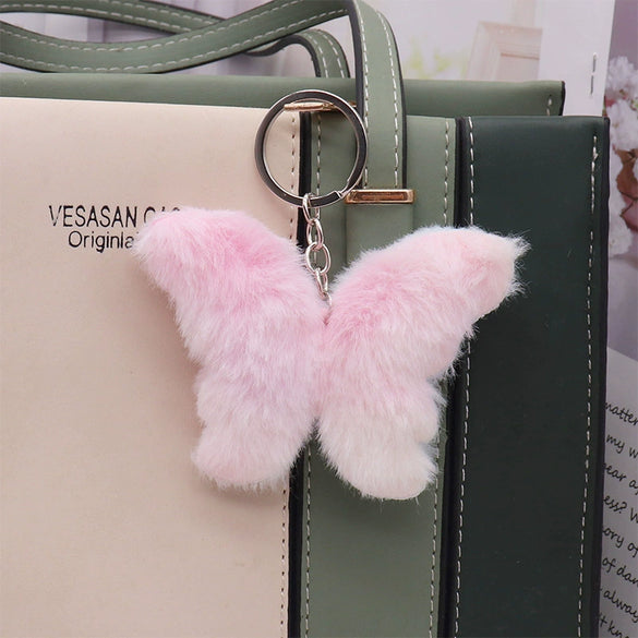 Plush Heart Keychain Pendant For Ladies With Butterfly Kitten Star Design