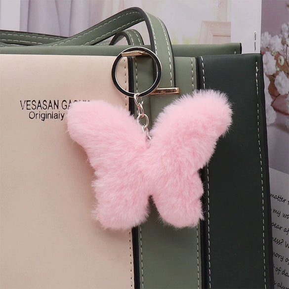 Plush Heart Keychain Pendant For Ladies With Butterfly Kitten Star Design
