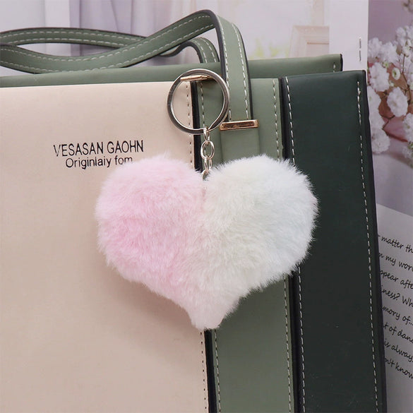 Plush Heart Keychain Pendant For Ladies With Butterfly Kitten Star Design