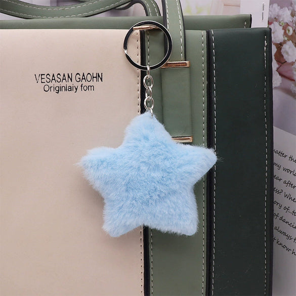 Plush Heart Keychain Pendant For Ladies With Butterfly Kitten Star Design