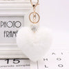 Plush Heart Shaped Keychain Pendant With Diamond Ball And Imitation Rex Rabbit Fur