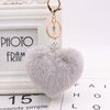Plush Heart Shaped Keychain Pendant With Diamond Ball And Imitation Rex Rabbit Fur