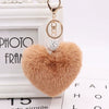 Plush Heart Shaped Keychain Pendant With Diamond Ball And Imitation Rex Rabbit Fur