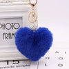 Plush Heart Shaped Keychain Pendant With Diamond Ball And Imitation Rex Rabbit Fur