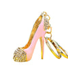 Plush Highheeled Shoes Pattern Metal Keychain With Diamond Encrustment