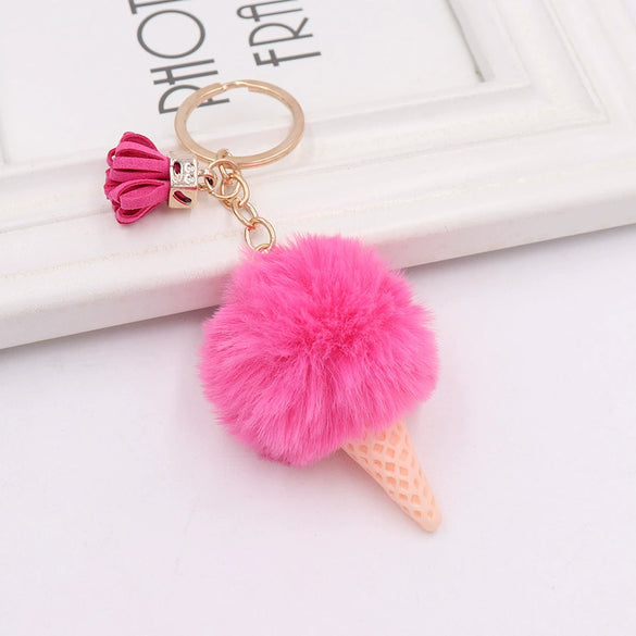 Plush Ice Cream Key Chain Bag Pendant Accessories