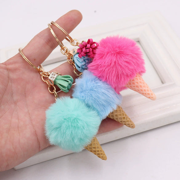 Plush Ice Cream Key Chain Bag Pendant Accessories