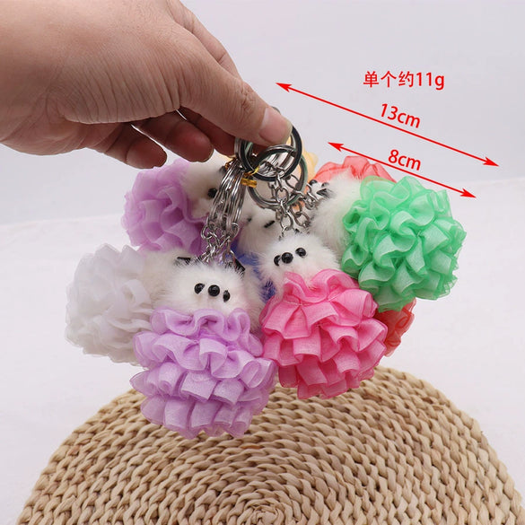 Plush Imitation Rex Rabbit Fur Yellow Duck And Fox Keychain Pendant
