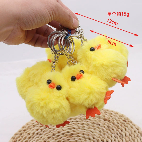 Plush Imitation Rex Rabbit Fur Yellow Duck And Fox Keychain Pendant