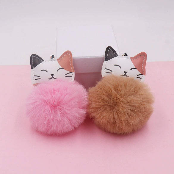 Plush Kitten Fur Ball Keychain Cartoon Cat Doll Pendant Luggage Ornament
