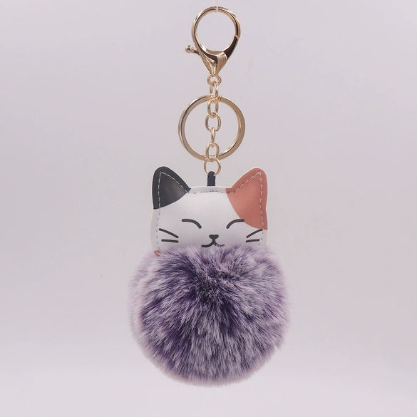Plush Kitten Fur Ball Keychain Cartoon Cat Doll Pendant Luggage Ornament