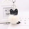 Plush Kitten Key Chain With Imitation Rex Rabbit Fur Ball Pendant