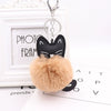 Plush Kitten Key Chain With Imitation Rex Rabbit Fur Ball Pendant