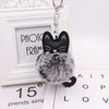 Plush Kitten Key Chain With Imitation Rex Rabbit Fur Ball Pendant