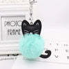 Plush Kitten Key Chain With Imitation Rex Rabbit Fur Ball Pendant